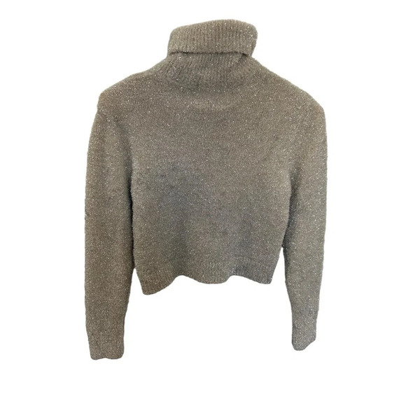Zara Girl’s Holiday Collection Metallic Turtleneck Sweater in Tan Size 13-14 - Picture 3 of 6
